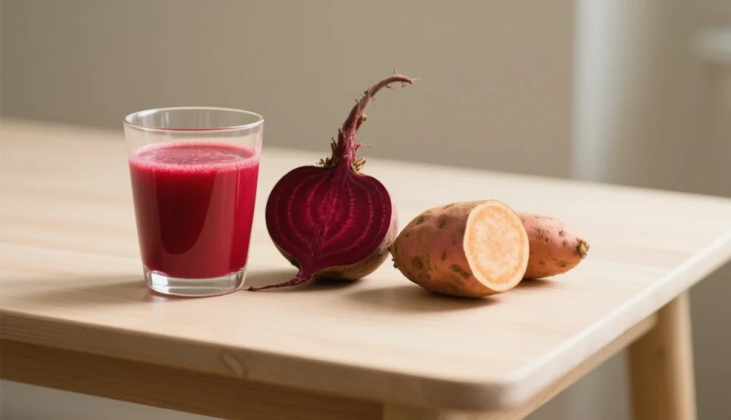 Suco de beterraba com batata doce