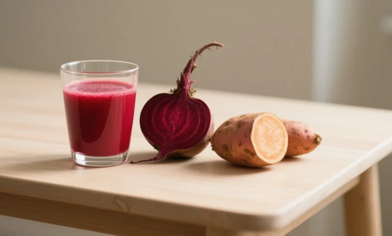 Suco de beterraba com batata doce