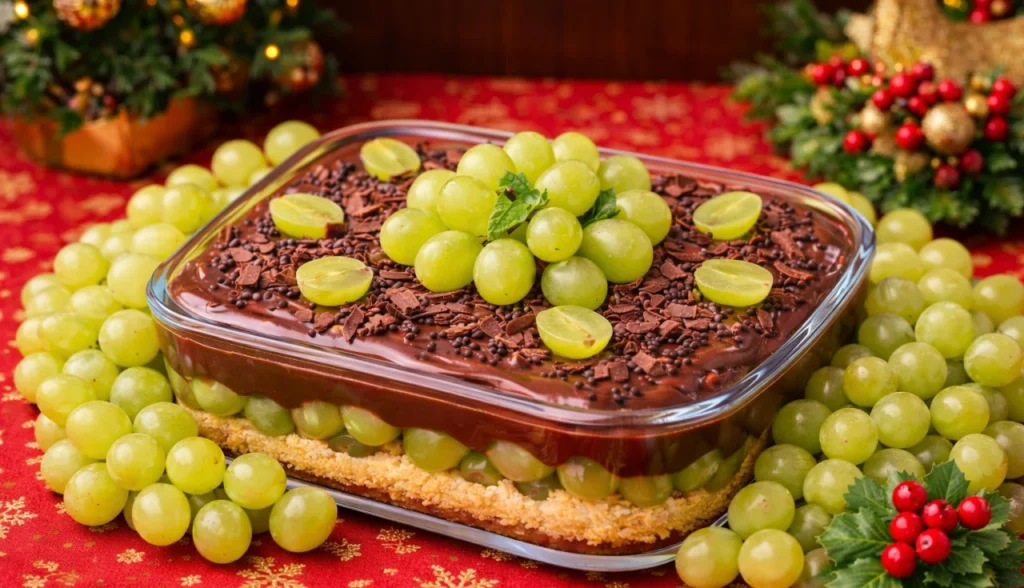 Receita: Torta de Uva Verde Com Chocolate na Travessa Para o Natal