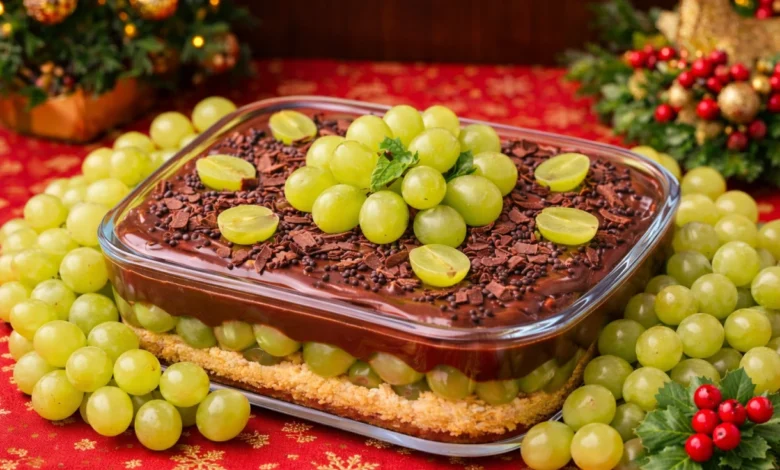Receita: Torta de Uva Verde Com Chocolate na Travessa Para o Natal